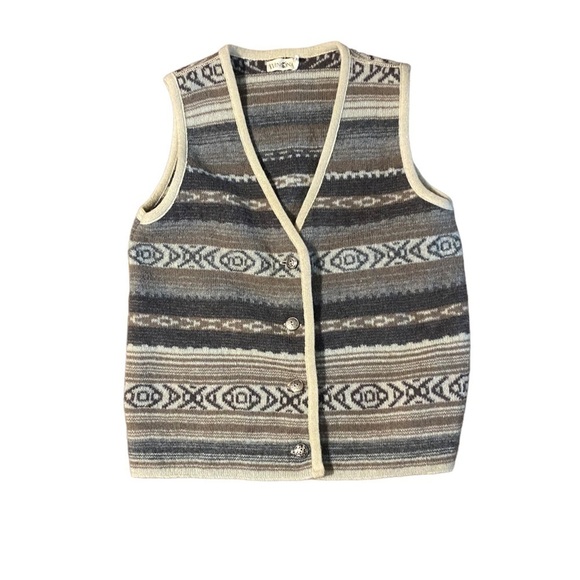 Vintage 1980 Winona Knits Women's Wool Cardigan Cozy Sweater Vest Size Medium - Picture 1 of 8